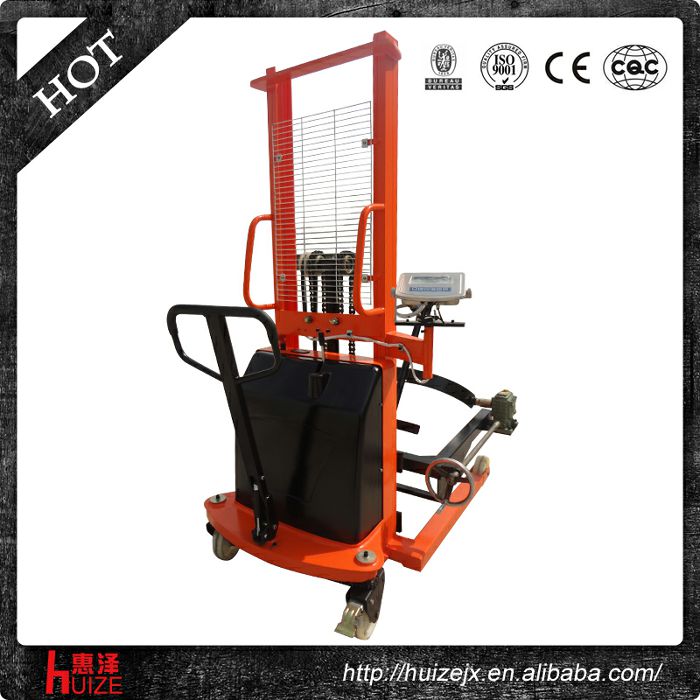 半電動稱重油桶車（夾鐵桶，手搖翻轉(zhuǎn)倒料）